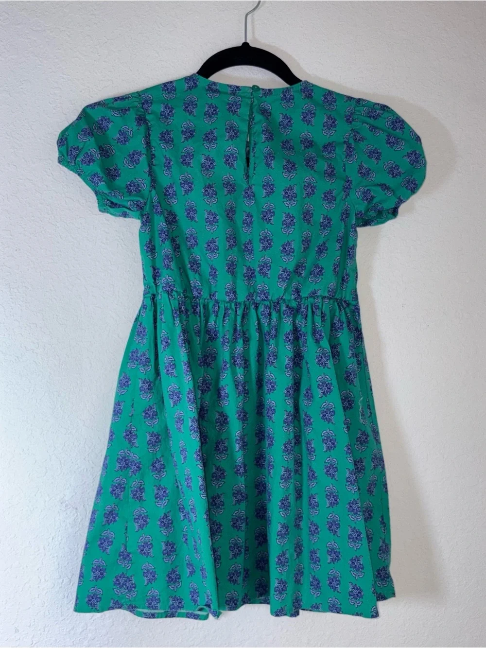 J.Crew Crewcuts Green Floral Puff-Sleeve girls Dress age 8 cotton